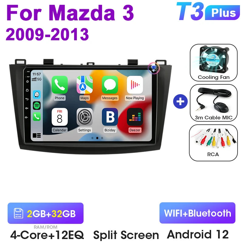 2 Din Android 12 Car Radio for Mazda 3 Mazda3 2009 - 2013 Multimedia Video Player GPS 4G Carplay Auto Stereo RDS IPS Head Unit