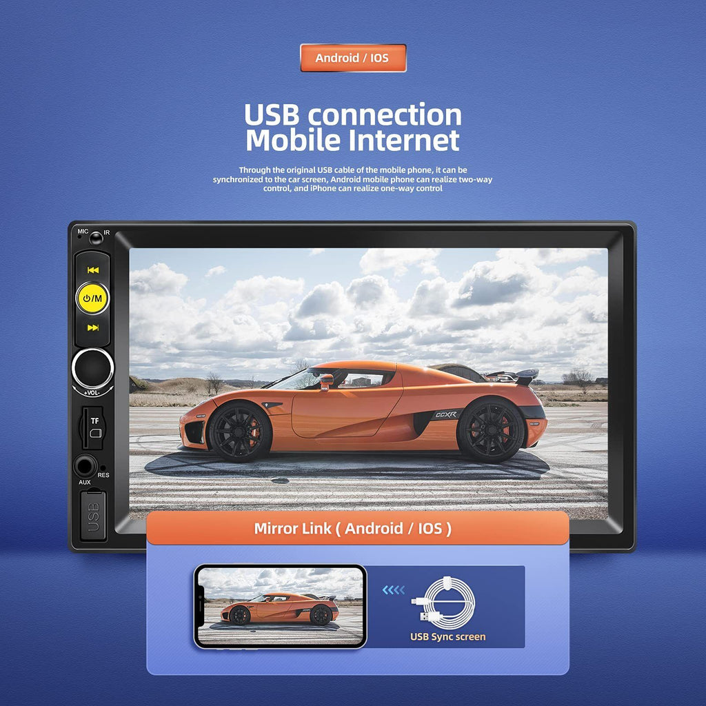 Double Din Bluetooth Car Stereo 7 Inch HD Touch Screen Car Radio with Backup ...