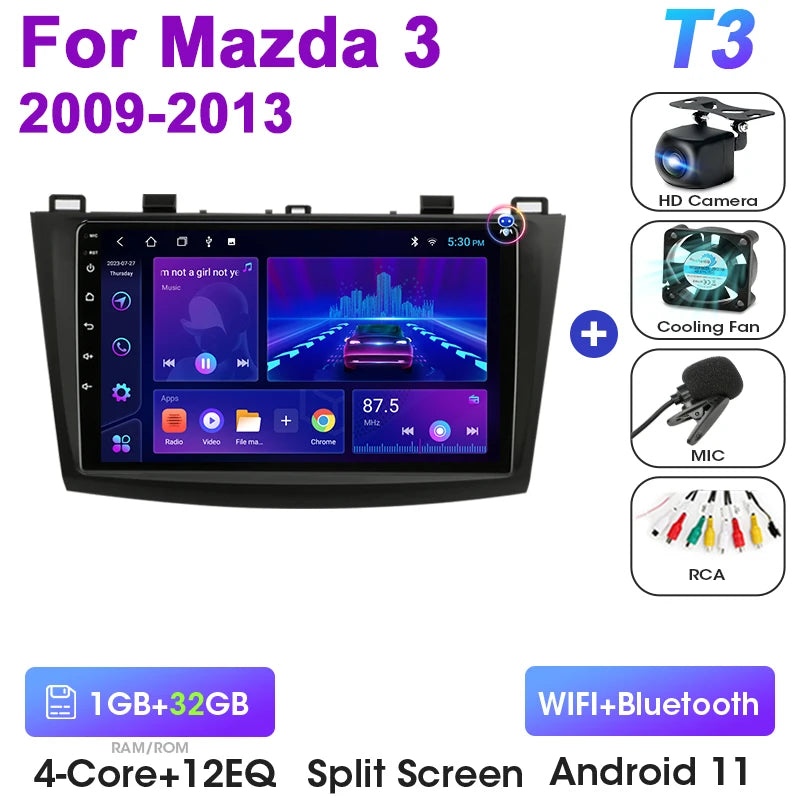 2 Din Android 12 Car Radio for Mazda 3 Mazda3 2009 - 2013 Multimedia Video Player GPS 4G Carplay Auto Stereo RDS IPS Head Unit