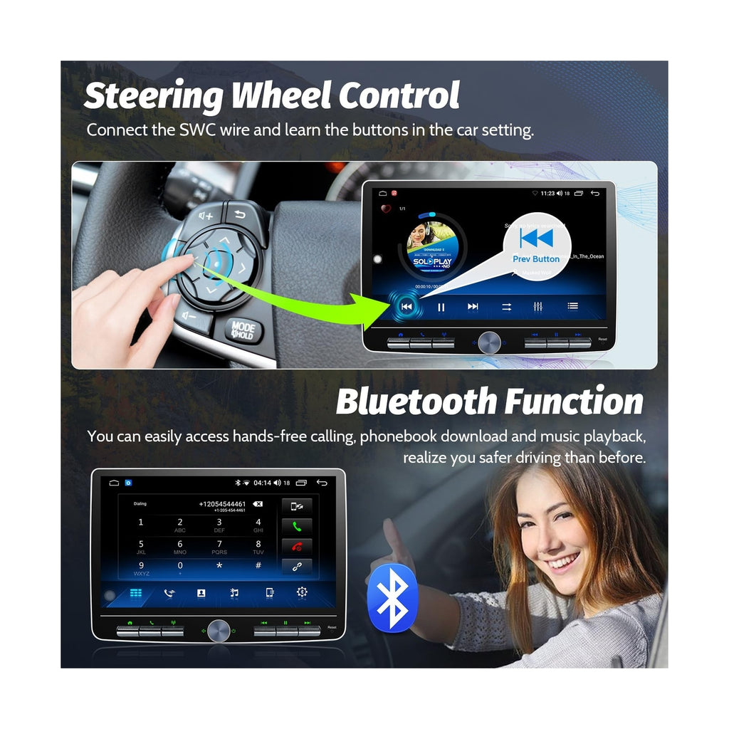 Single Din Touchscreen Radio: 10 Inch Android Single Din Car Stereo Head Unit...