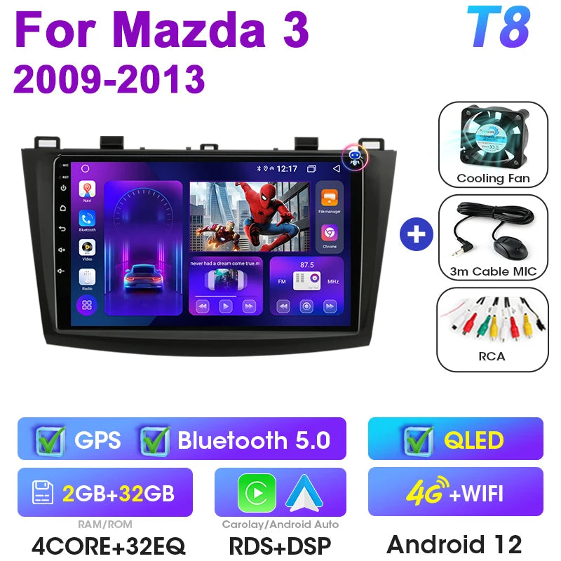 2 Din Android 12 Car Radio for Mazda 3 Mazda3 2009 - 2013 Multimedia Video Player GPS 4G Carplay Auto Stereo RDS IPS Head Unit