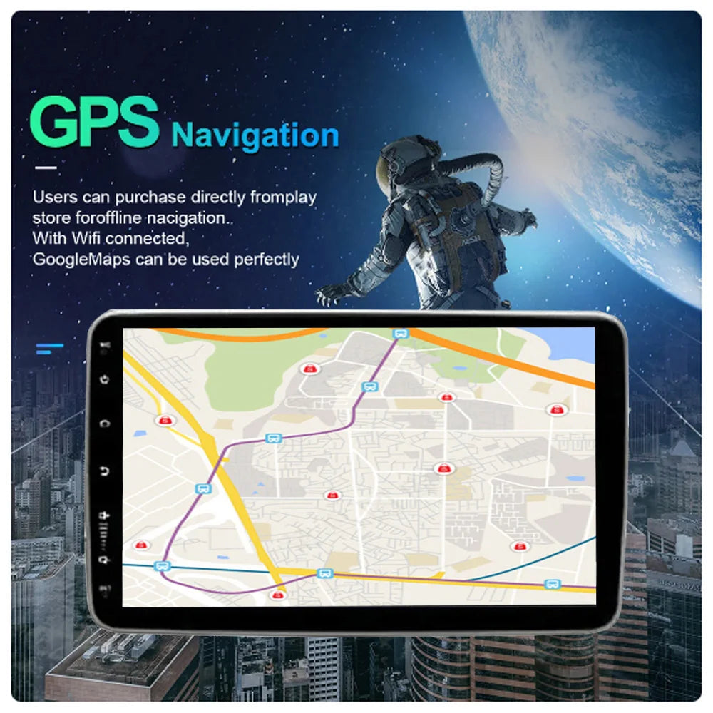 1Din Android14 9/10Inch Car Stereo Radio Rotate Touch Screen for Universal Carplay GPS Navigation Bluetooth WIFI Autoradio