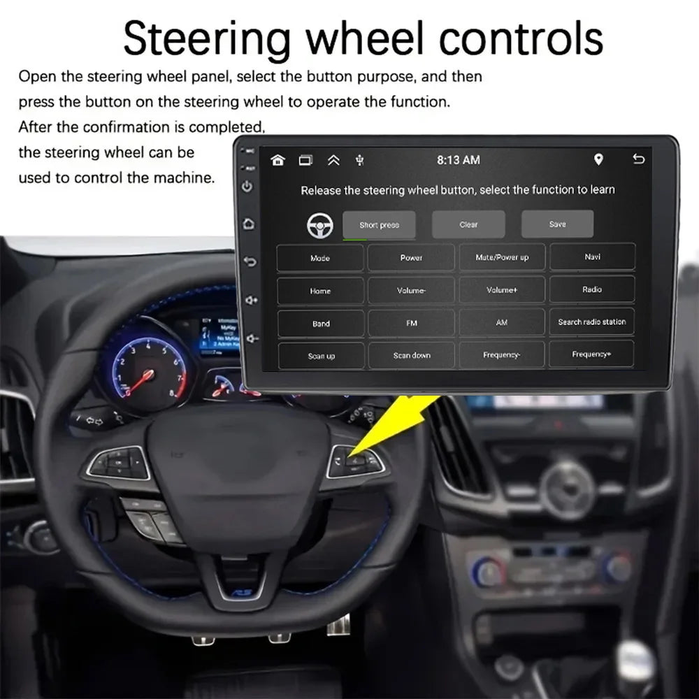 9Inch/10Inch 1 DIN Universal Multimedia Video Player, Car Radio, Android 13 with Carplay Wifi, GPS, Bluetooth, Audio
