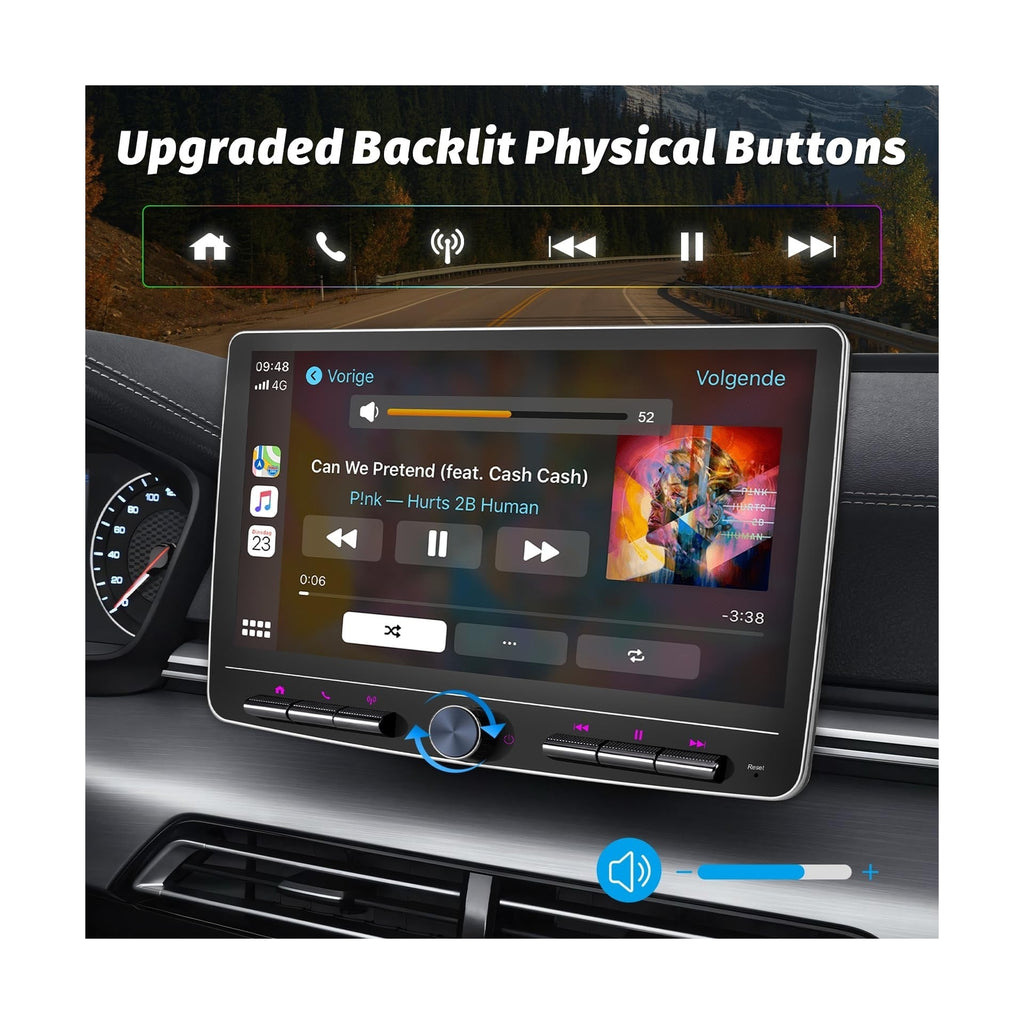 Single Din Touchscreen Radio: 10 Inch Android Single Din Car Stereo Head Unit...