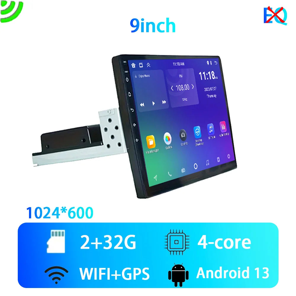 9Inch/10Inch 1 DIN Universal Multimedia Video Player, Car Radio, Android 13 with Carplay Wifi, GPS, Bluetooth, Audio
