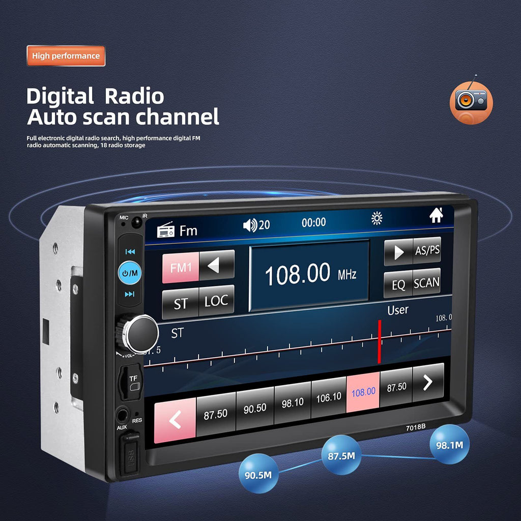 Double Din Bluetooth Car Stereo 7 Inch HD Touch Screen Car Radio with Backup ...