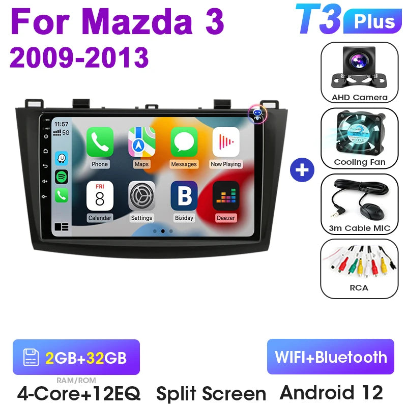 2 Din Android 12 Car Radio for Mazda 3 Mazda3 2009 - 2013 Multimedia Video Player GPS 4G Carplay Auto Stereo RDS IPS Head Unit