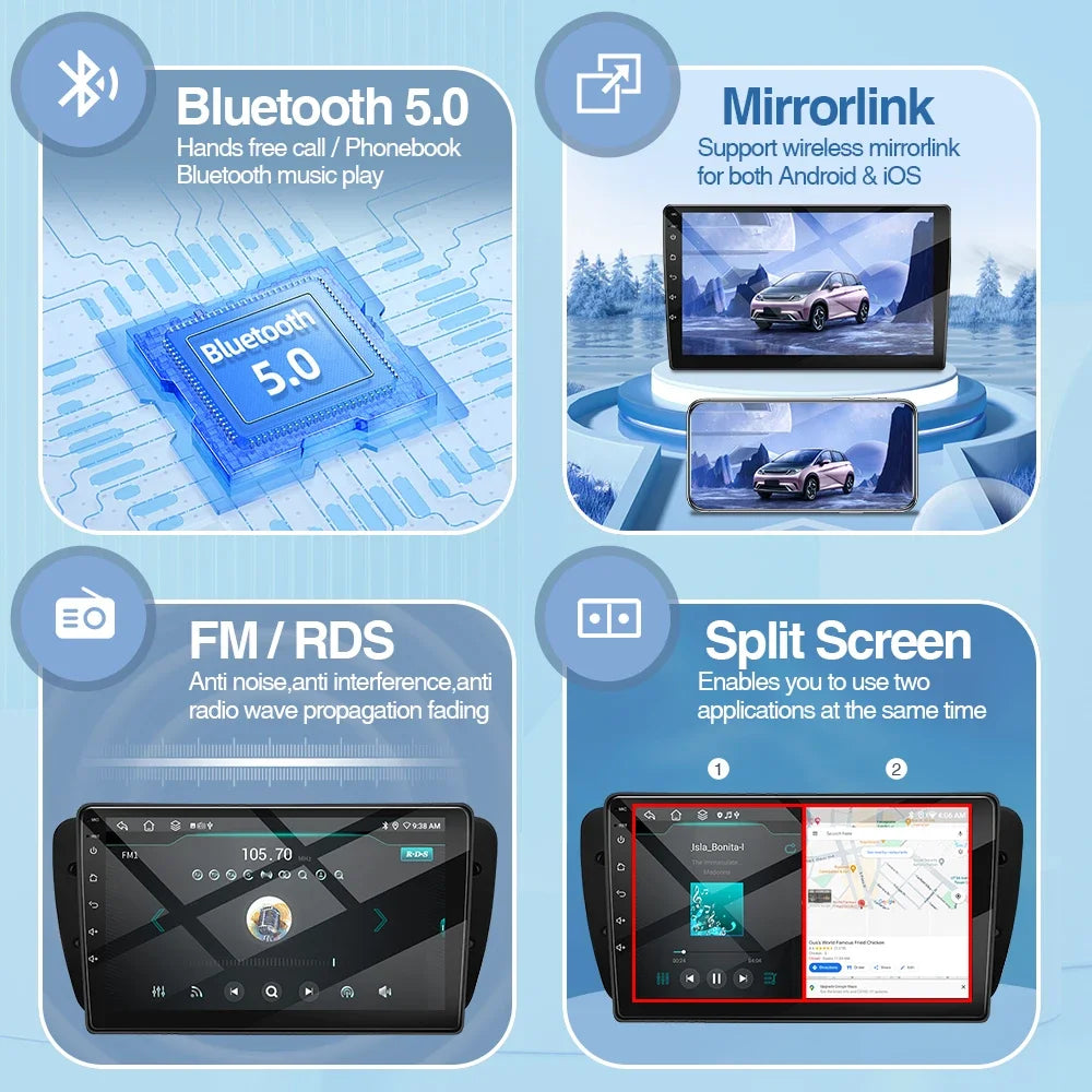 Android Car Radio for Seat Ibiza MK4 6J 2008-2015 Multimedia Player Carplay Android Auto GPS Bluetooth WIFI Car Head Unit 9Inch